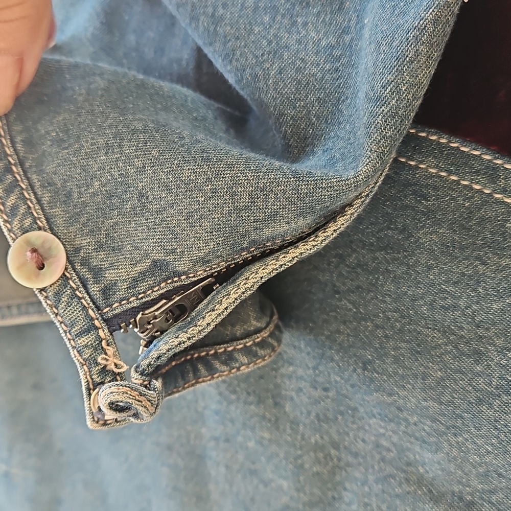 J. Jill Blue Vintage Boho Hippie Denim  Patched Skirt - Picture 3 of 10